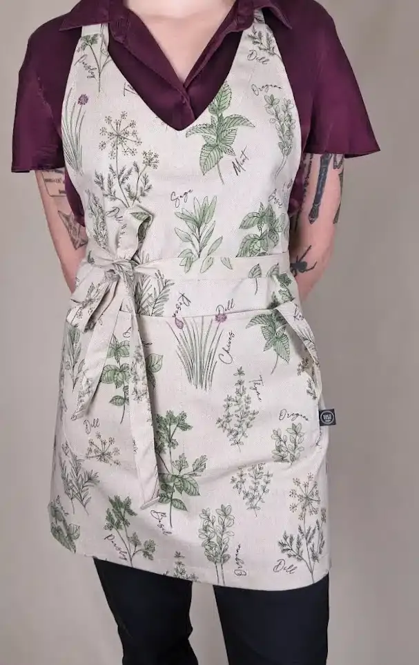 TABLIER LONG MOTIF FINES HERBES